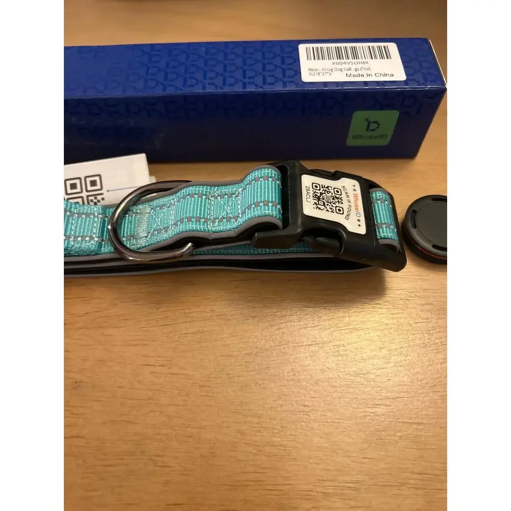 New WhoseID Anti-Lost AirTag Pet Dog Collar For Apple Phone teal Size XL